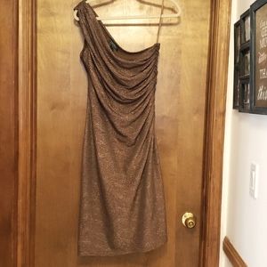Bronze one shoulder dress